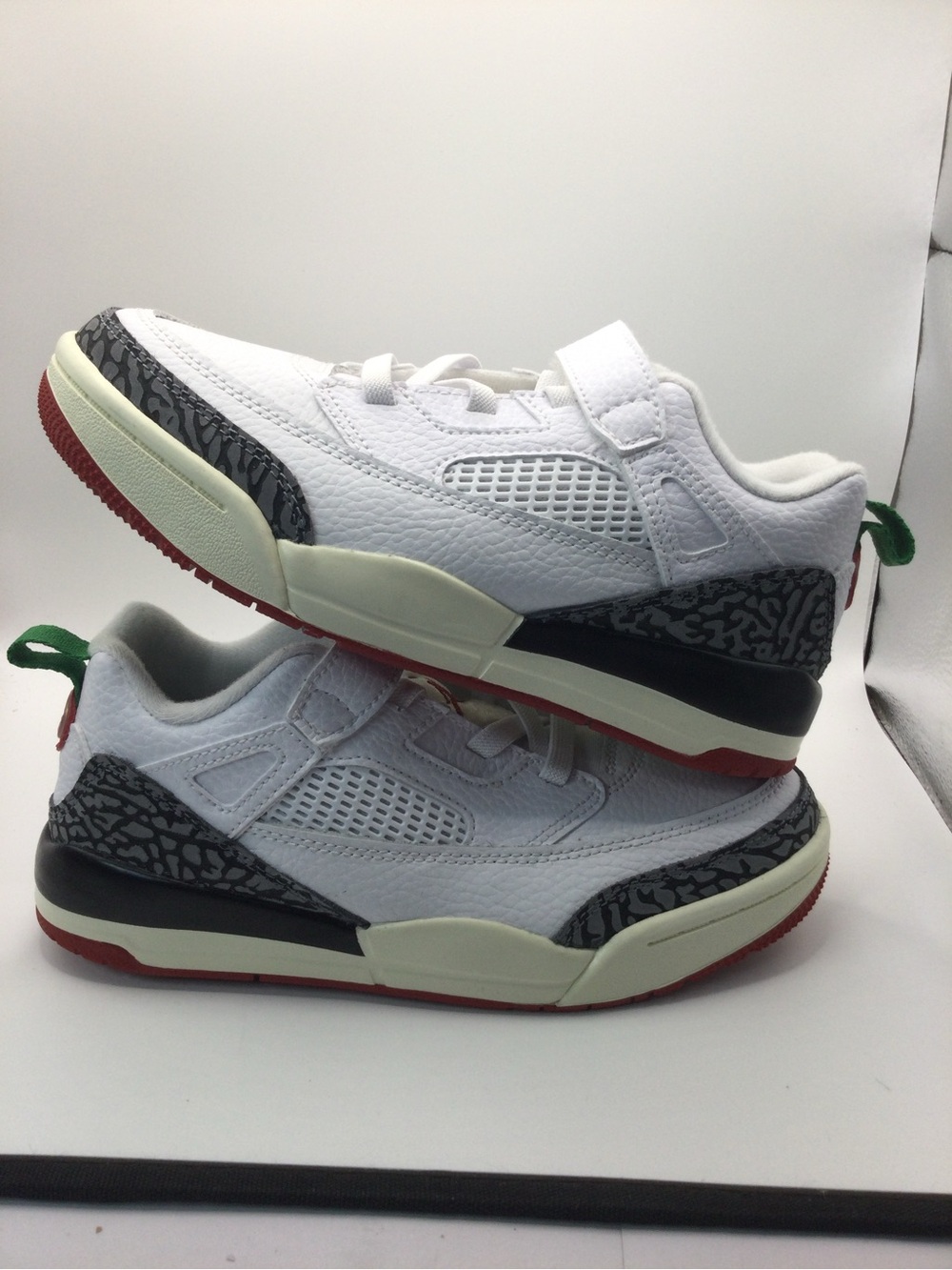 Kids White and Red Basketball Sneakers with Grey Elephant Print